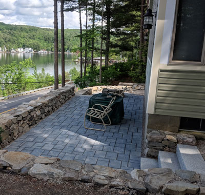Stone patio with firepit