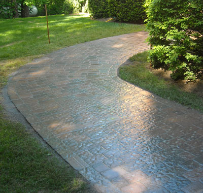 Stone walkway through garden